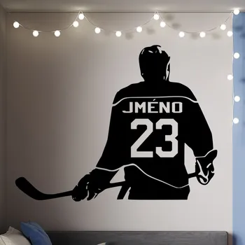 Samolepící dekorace Živá Zeď Samolepka na zeď Hokejista se jménem Barva: černá