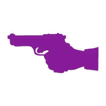 Polep vozidla SAMOLEPKA Ruka s pistolí 001 levá ruce vzhůru (14 - fialová) NA AUTO, NÁLEPKA, FÓLIE, POLEP, TUNING, VLASTNÍ TEXT, TISK, AUTOSAMOLEPKY.cz, POLEPY, OBRÁZEK, LOGO, SAMOLEPKY