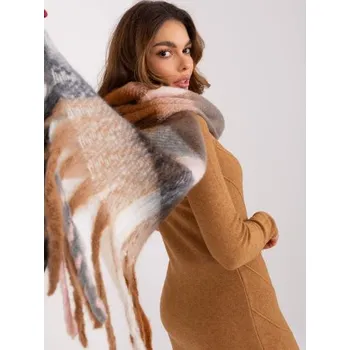 Šátek Dámská kostkovaná šála ASHA hnědá a šedá