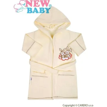 Chlapecký župan Dětský hřejivý župánek fleece - ZAJÍČCI NA OBLÁČKU smetanový - vel.86
