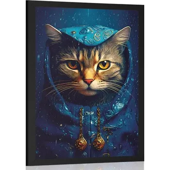 Plakát Dovido Plakát modro-zlatá kočka