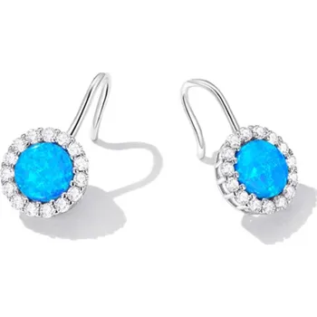 Náušnice For Silver Náušnice s modrým kulatým opálem - Stříbro 925