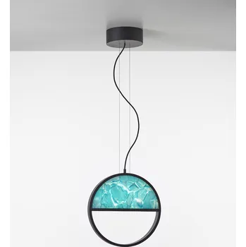 Brokis Designové závěsné svítidlo Geometric 1/2 TOP PC1141, ⌀40cm Barva spodní části skla: žlutá - triplex opál BROKISGLASS (CGGB2797), Povrchová úprava skla: matný povrch (lícová strana) (CGSU2737)