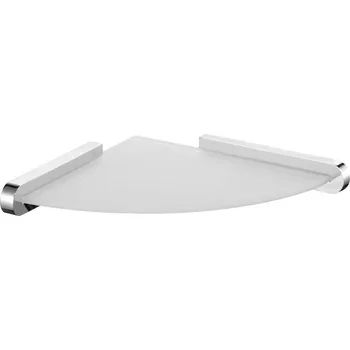 Drátěná police BISK Erga Futura, skleněná rohová polička na kosmetiku, chromová, ERG-02984