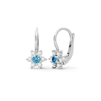 Náušnice SOLUNA Zlaté dívčí náušnice se středně modrými zirkony STAR bílé zlato