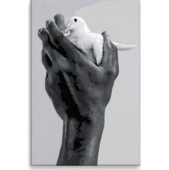 Dětské zboží Malování podle čísel - Když ptáčka lapají - 40x60 cm, bez dřevěného rámu - CZ výroba