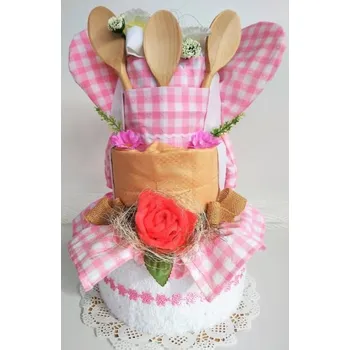 VER Textilní dvoupatrový kuchyňský dort růžový