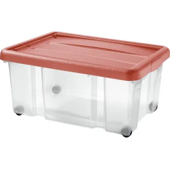 Zahradní úložný box Tontarelli Úložný box s kolečky PUZZLE 43 l transparent červená 8031698ACH 8031698ACH