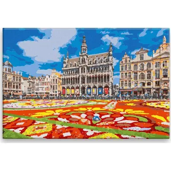 Dětské zboží Malování podle čísel - Grand Place Brusel 02 - 60x40 cm, bez dřevěného rámu - CZ výroba
