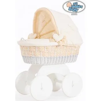 Kolébka pro miminko My sweet baby luxury Proutěný koš s boudou bílý > varianta Isabella krém + puntíky na béž 2022