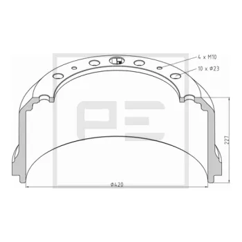 Brzdový buben Brzdový buben 420x180x227/290/335/23x10 SAF 4588