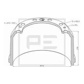 Brzdový buben Brzdový buben zadní 414x233x277/281/335/26,2x10 Renault Premium, Magnum 7377