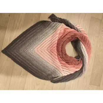 Háčkovaný šátek starorůžová-lososová-šedá