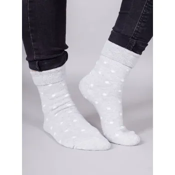 Ponožky YO SKF0015G TEPLÉ froté termo šedé s bílými puntíky velikosti ponožek: 20-22 ( EUR vel. 31-34)