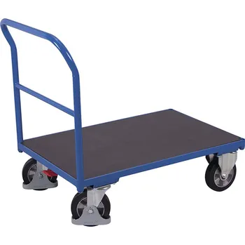 Plošinový vozík Variofit Plošinový vozík s madlem, Variofit, ložná plocha 162 x 80 cm, do 1000 kg, modrá/antracit Barva: modrá RAL5010