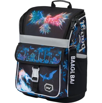 Školní batoh Černá zipová voděodolná školní aktovka Fénix