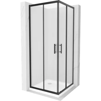 Mexen Rio čtvercová sprchová kabina 70 x 70 cm, matné sklo, černá + vanička Flat, bílá - 860-070-070-70-30-4010B Sprchové kouty s vaničkou