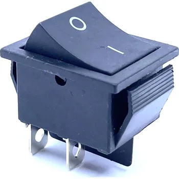 vypínač Tracon electric Kolébkový vypínač 2-poloh. s pruž. návratem, černý, 16A