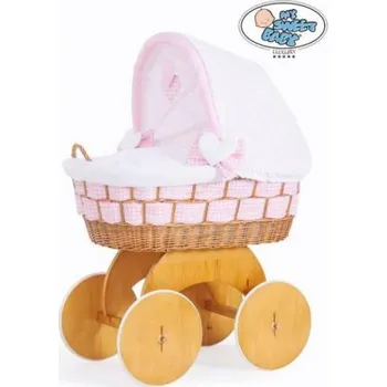 Kolébka pro miminko My sweet baby luxury Proutěný koš s boudou > varianta Alessandra bílá + růž. kostka 2022