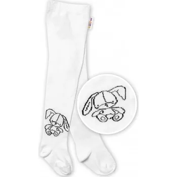 Baby Nellys Dětské bavlněné punčocháče Cute Bunny - bílé, vel. 80/86, Velikost koj. oblečení 80-86 (12-18m)