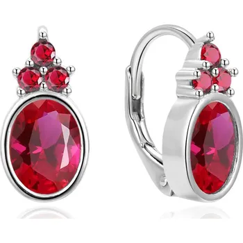 Náušnice NUBIS® Stříbrné náušnice s rubínovými kameny - NB-3948