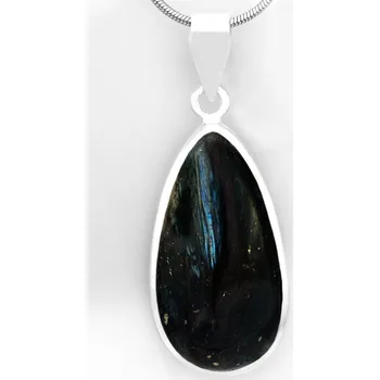 Přívěsek Stříbrný přívěsek (Ag 925/1000) s nummitem QA, kapka cca 33 x 18 mm, RARITA (NT5142P)