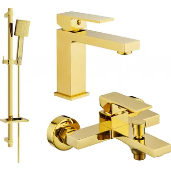 Vodovodní baterie Mexen Uno DQ45 koupelnová sada, zlatá - 71403DQ45-50 Bateriové soupravy