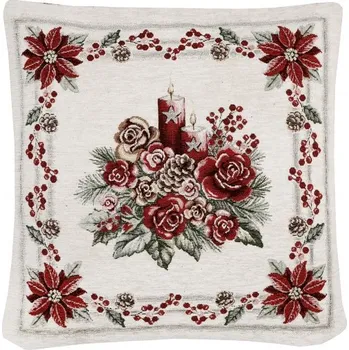 Vánoční dekorace Gobelínový vánoční obal s motivem vánoční svíčky 42x42 cm