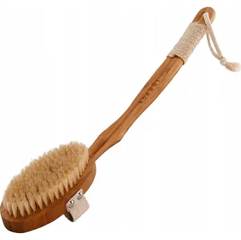 Kartáč štětec na masáž suché a mokré tělo, přírodní bambus + agáve (Přírodní měkké štětiny - Kartáč se skládá z vysoce kvalitních měkkých štětin z přírodního agáve a bambusové rukojeti, odolného a spolehlivého materiálu. Štěrka jsou tak měkká, že nedráždí