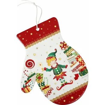 Kuchyňské prkénko Podložka pod hrnec - rukavice červená ELFOMAGIA BRANDANI (barva - keramika,bílá,červená s motivem)