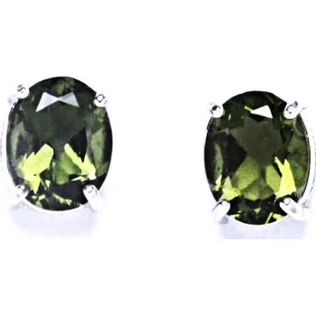 Náušnice Stříbrné náušnice přírodní vltavín - NŠ1244 (Stříbrné náušnice s vltavínem 9x7 mm)