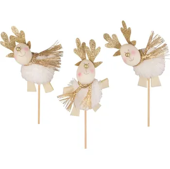 Vánoce Vánoční zápich plyšový sob - 10 cm