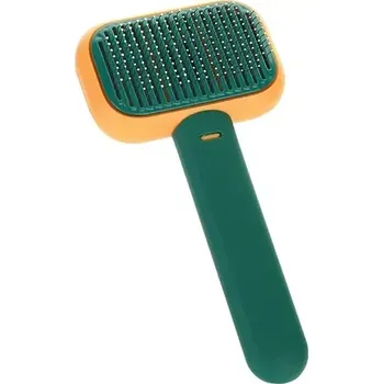 Kartáč pro zvířata Kartáč na kočky a psy s nůžkami na drápky Střední zelená