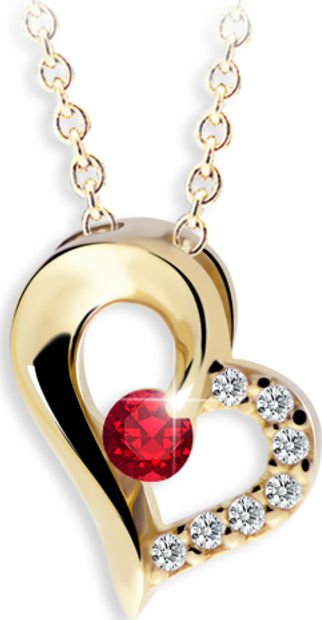 Zlatý dámský přívěsek DF 2974, žluté zlato s rubínem a brilianty