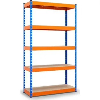 Dílenský regál HEAVY regál 2400x1800x600/5 polic/400 kg, modrá/oranžová