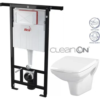 WC sada Předstěnový instalační systém bez tlačítka + WC CERSANIT CLEANON CARINA + SEDÁTKO AM102/1120 X CA2