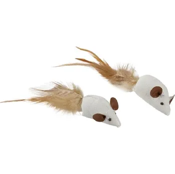 Hračka pro kočku Trixie Myšky sisalové s peřím hračka pro kočky 5 cm 2 kusy