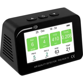Měřič kvality ovzduší PCE-RCM 16, měření jemného prachu CO2, PM2.5, PM10 a TVOC