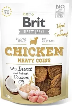Pamlsek pro psa Brit Meaty Jerky Chicken Meaty Coins with Insect