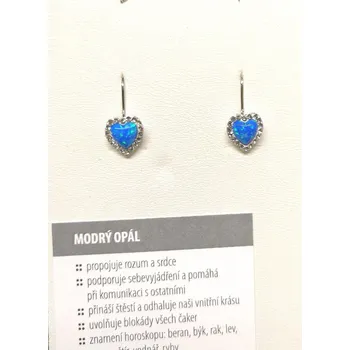 Náušnice Stříbrné náušnice - modrá srdíčka (Ag 925 modrá srdíčka- syntetický opál)