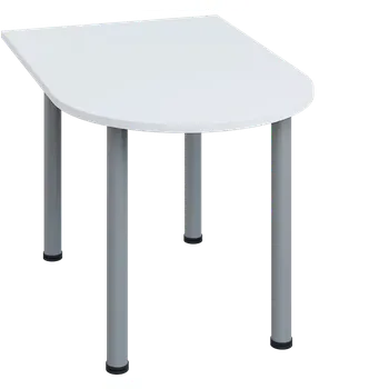 Stolová podnož LJ 28 - 12 přístavba jednací, kovová podnož stříbrná, síla desky 25 mm, široká 1200 mm, bílá