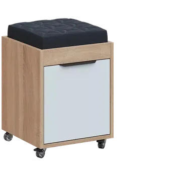 Zásuvkový kontejner AERO 51 kontejner pojízdný s černým polštářkem, 1-zásuvkový, zámek, platinově bílá/dub bardolino