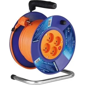 Elektroinstalační materiál EMOS PVC prodlužovací kabel - buben 4 zásuvky 50m (1908045001)