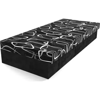 Postel Čalouněná lamelová válenda Valerie vzorovaná s úložným prostorem - Dodo/červená, 80 x 200 cm, Bez navýšení, Molitanová 13 cm