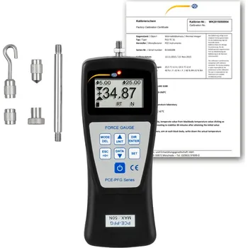 Siloměr PCE-PFG 50, pro napětí v tahu a tlaku, do 50 N, interní snímač zatížení, ISO