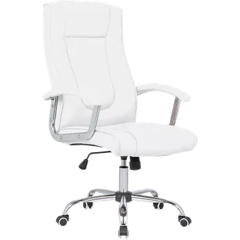 Křeslo MALLORCA křeslo kancelářské, chrom kříž, kolečka uni, EKO-PU bílá