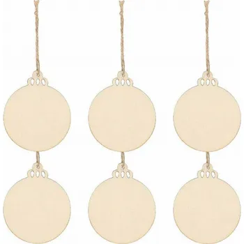 Vánoční ozdoba Springos Vánoční dřevěné ozdoby - sněhová koule, sada 6ks