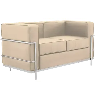 Sedací souprava PALLADIO - 2, 2-místná pohovka, rám z nerez oceli, koženka krémová