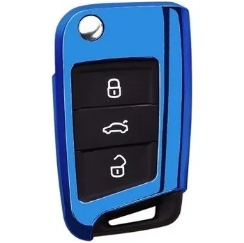COVERKEYS Obal na klíč, kryt klíče Seat Leon III (2012 - 2020) metalický, modrý