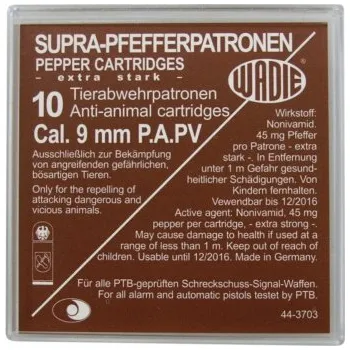 Příslušenství pro sportovní střelbu Plynové náboje Supra Pepper PV-S 9 mm PA Blanc PV, 10 ks, Wadie